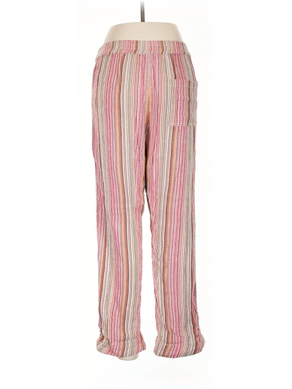 Sundance Pink Tan Stripe Stretch Waist Bakari Cotton Beachy Pants M